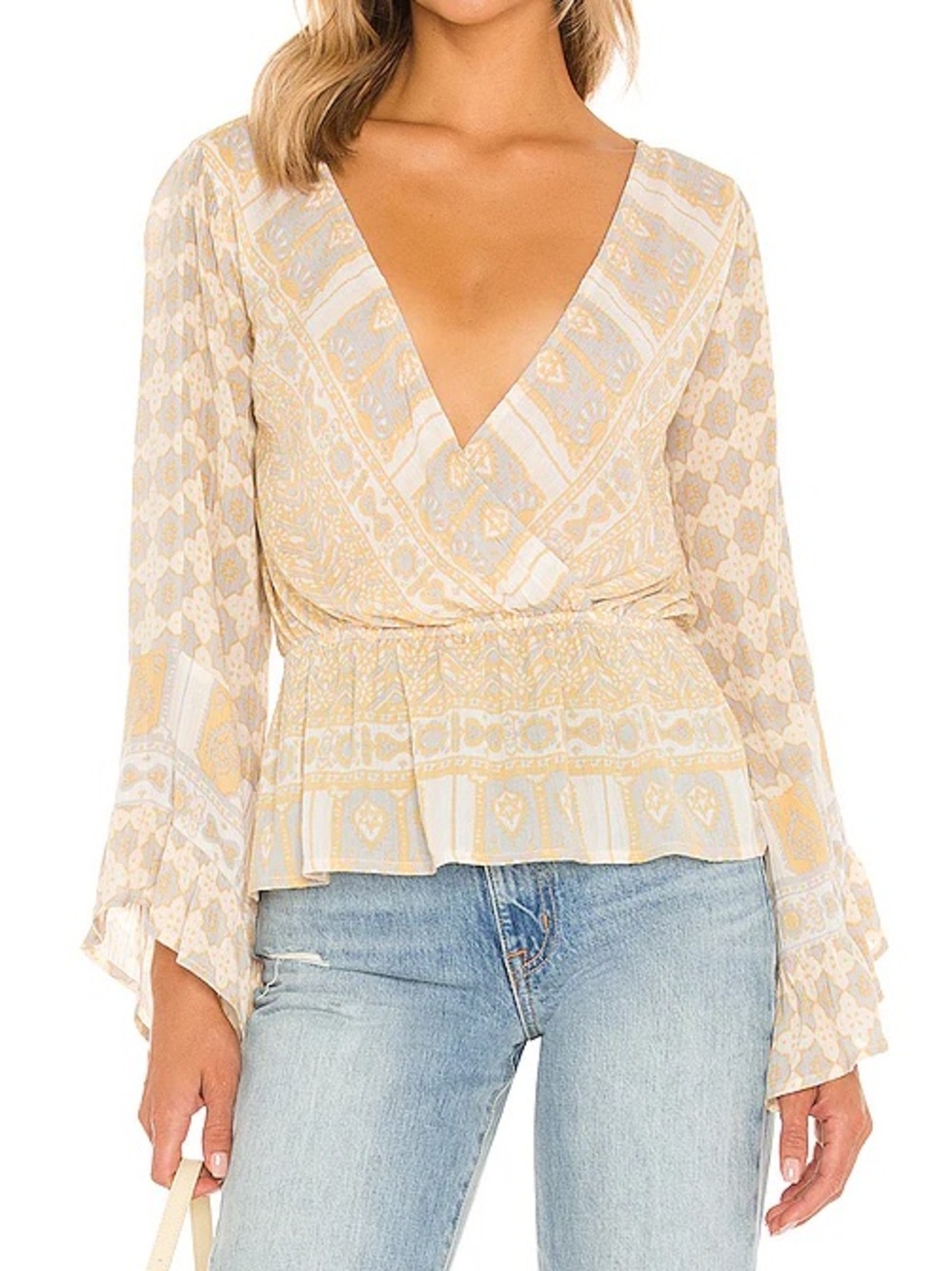 Free People Rosalie Wrap Top in Antique Combo